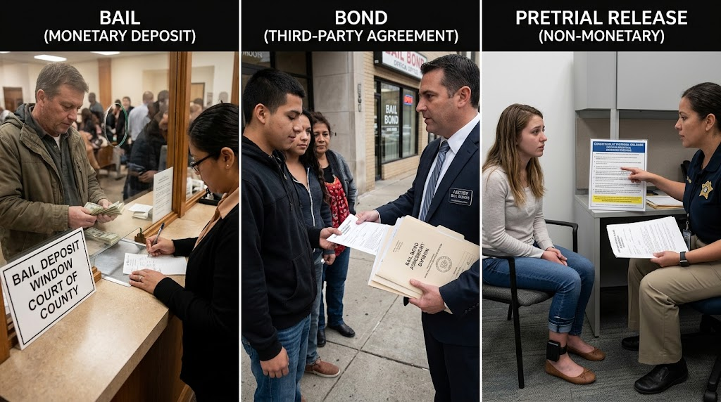 Understanding the Difference Between Bail, Bond, and Pretrial Release